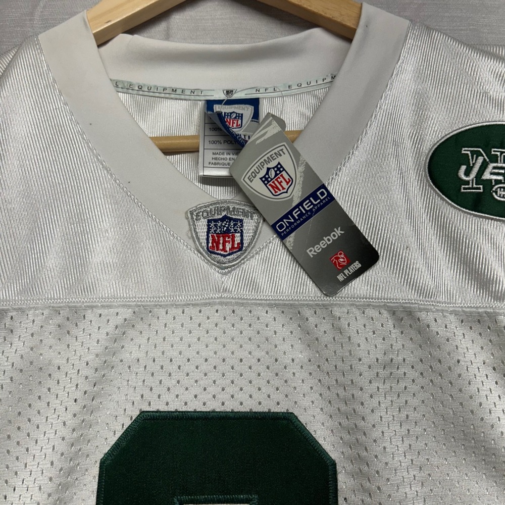 New York Jets Mark Sanchez Reebok NFL Jersey White Green Stitched Size 50 NEW - Picture 3 of 9